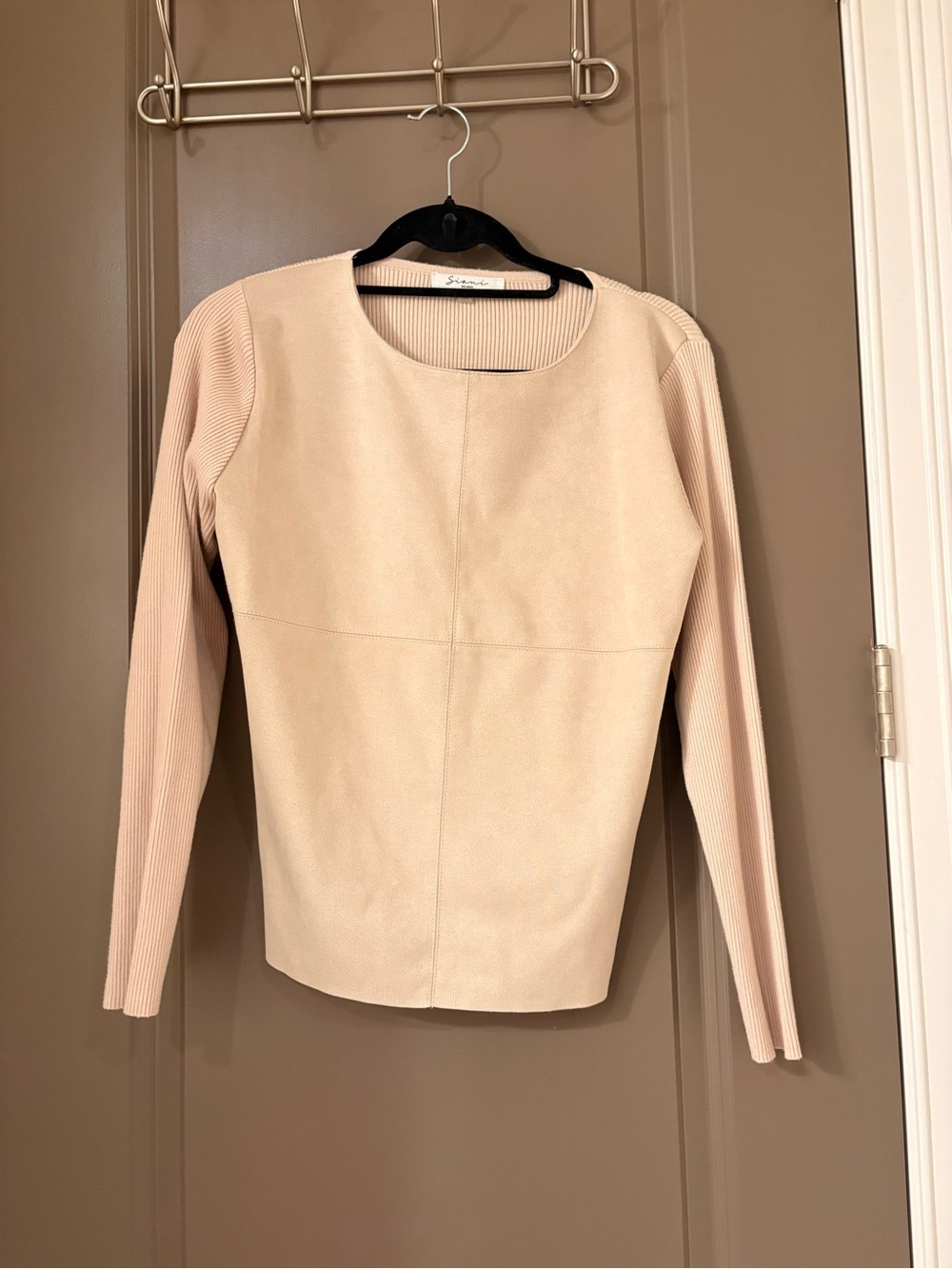 Beige Neutral Long Sleeve Top
